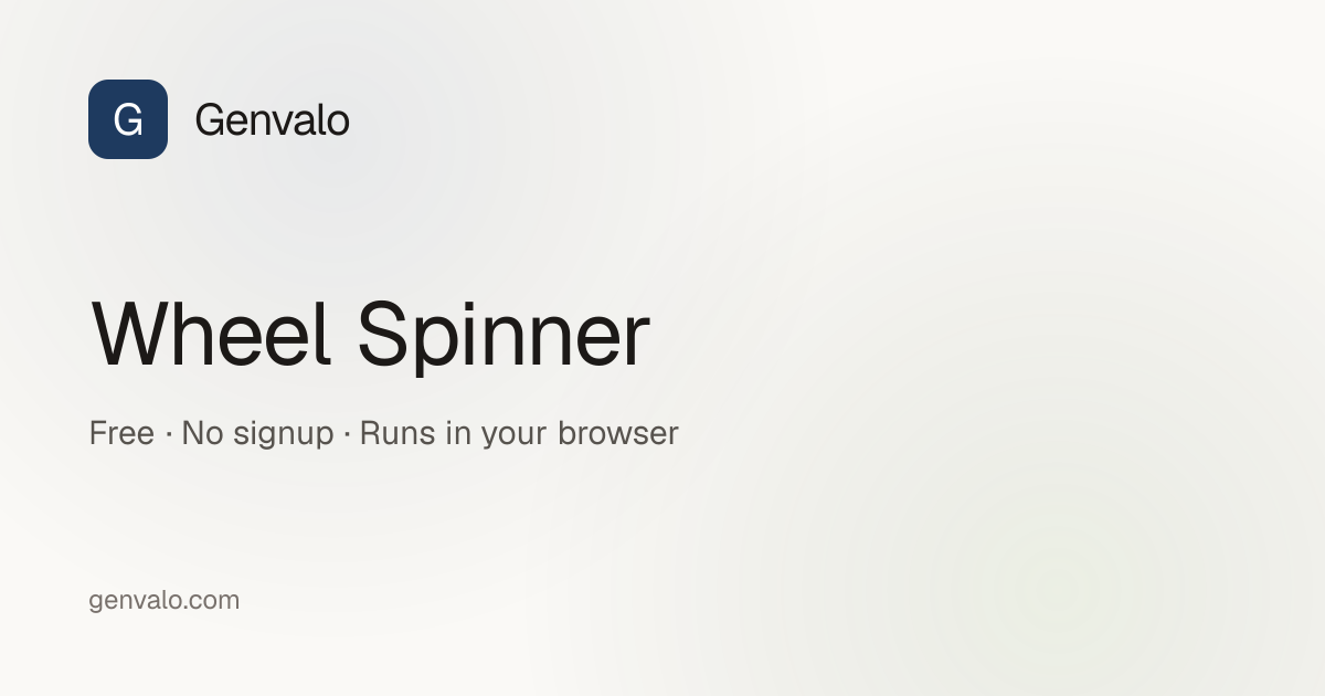 Free Wheel Spinner Online | Random Decision Maker & Choice Picker | Genvalo